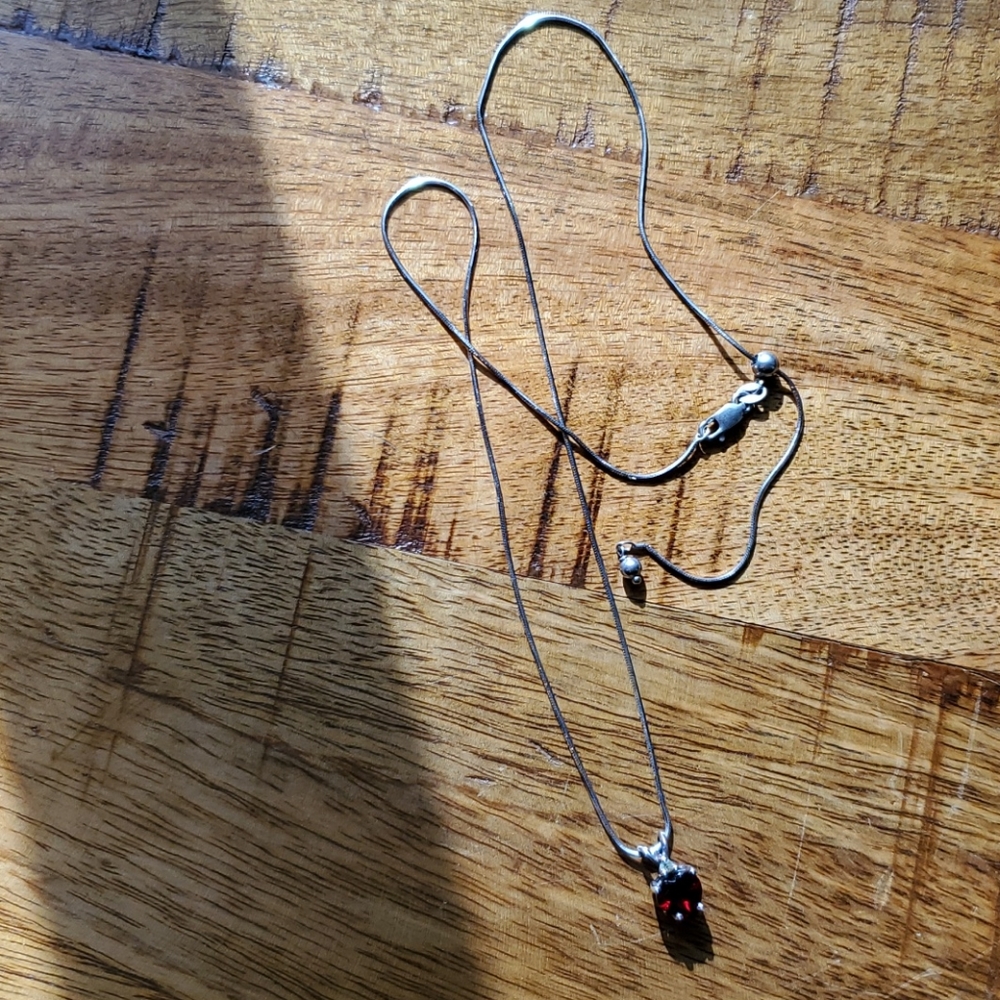925 sterling silver necklace diamond and garnet